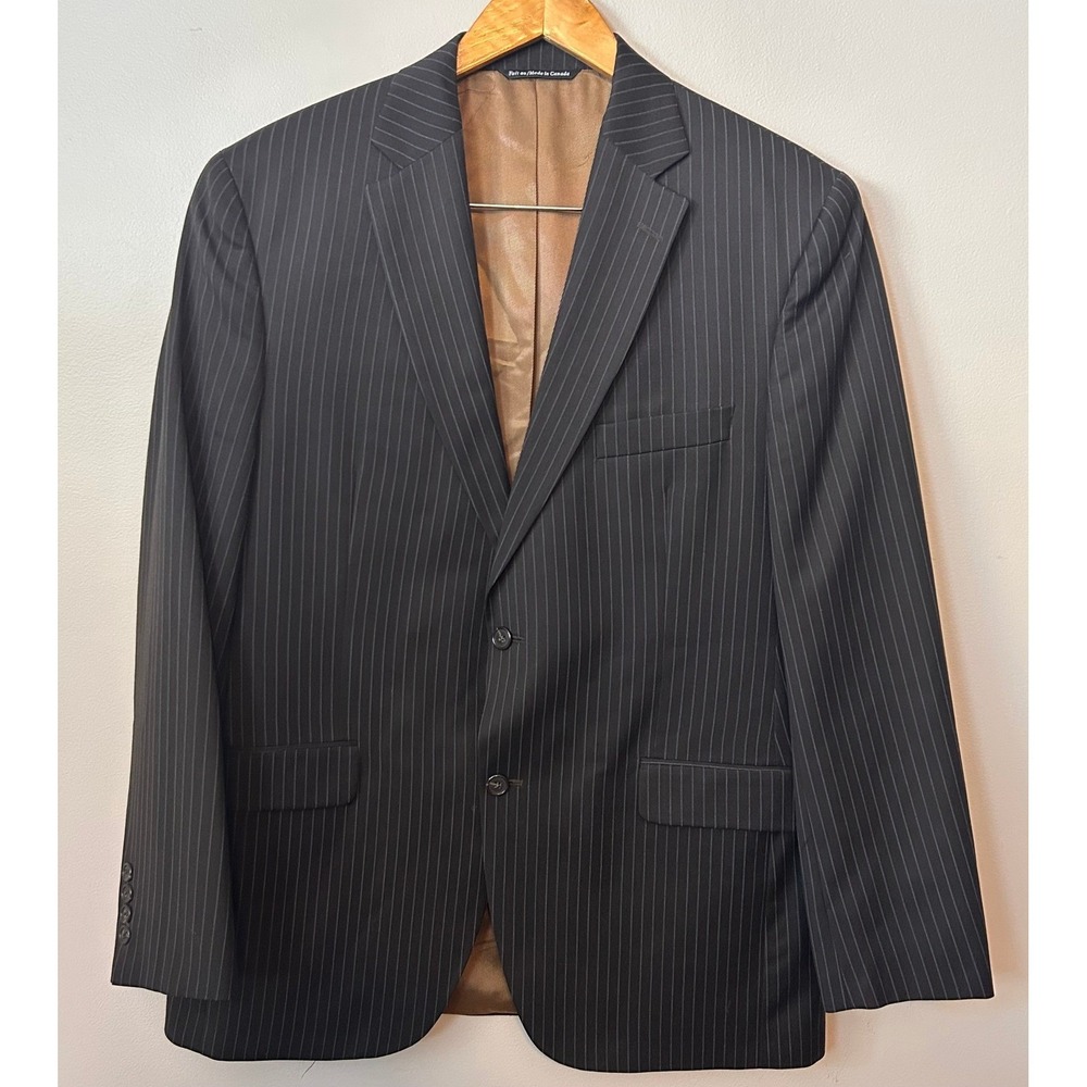 Jack Victor Blazer Mens 43 Brown Pinstripe 100% Wool 2 Button Suit Jacket Canada